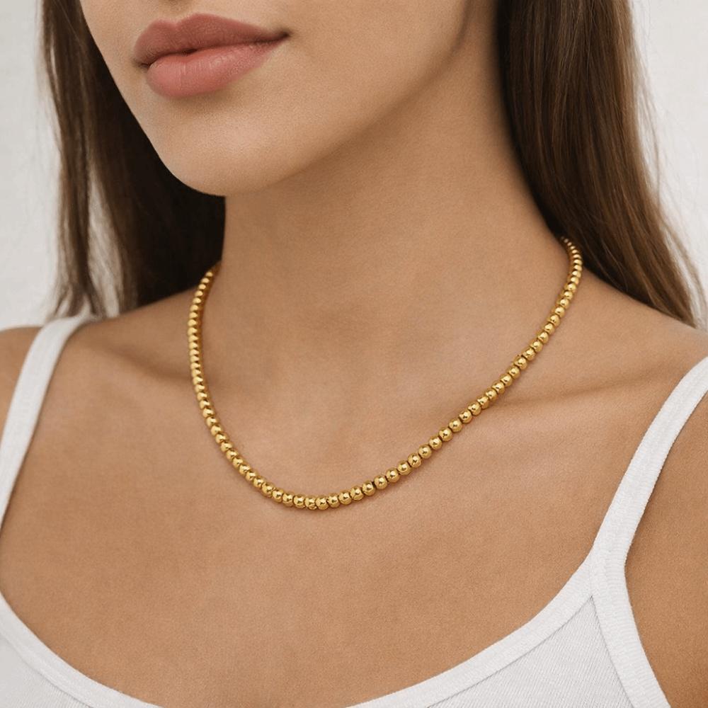 Oriental Charm Gold-plated Necklace Round Golden Hand Chain Fashion Bead Bracelet  Women