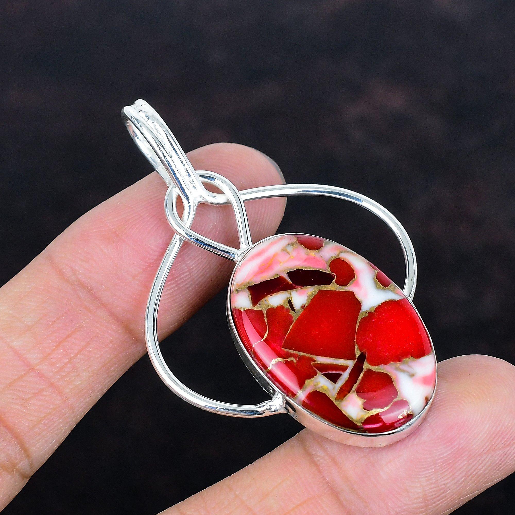 

Kingman red mohave copper turquoise pendant 925 sterling silver pendant handmade jewelry gemstone pendant brand new jewelry engagement gifts