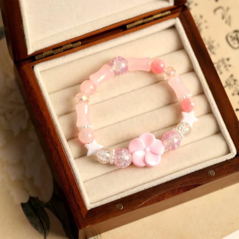 Elegant Dopamine Flower Designs Bracelet Crafted from Sturdy Resin Materials for Daily Wear and Styles Enhancement