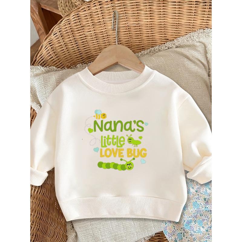 Kids Sweatshirt Cute Stylish Print Pattern Easy Spring Lightweight Round Neck Sweatshirt 110