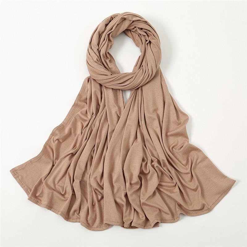 Plain Jersey Thick Hijab Scarf Cotton Polyester Wrap Elasticity Shawls Foulards Long Stretchy Turban Muslim Head Snood 180*60Cm
