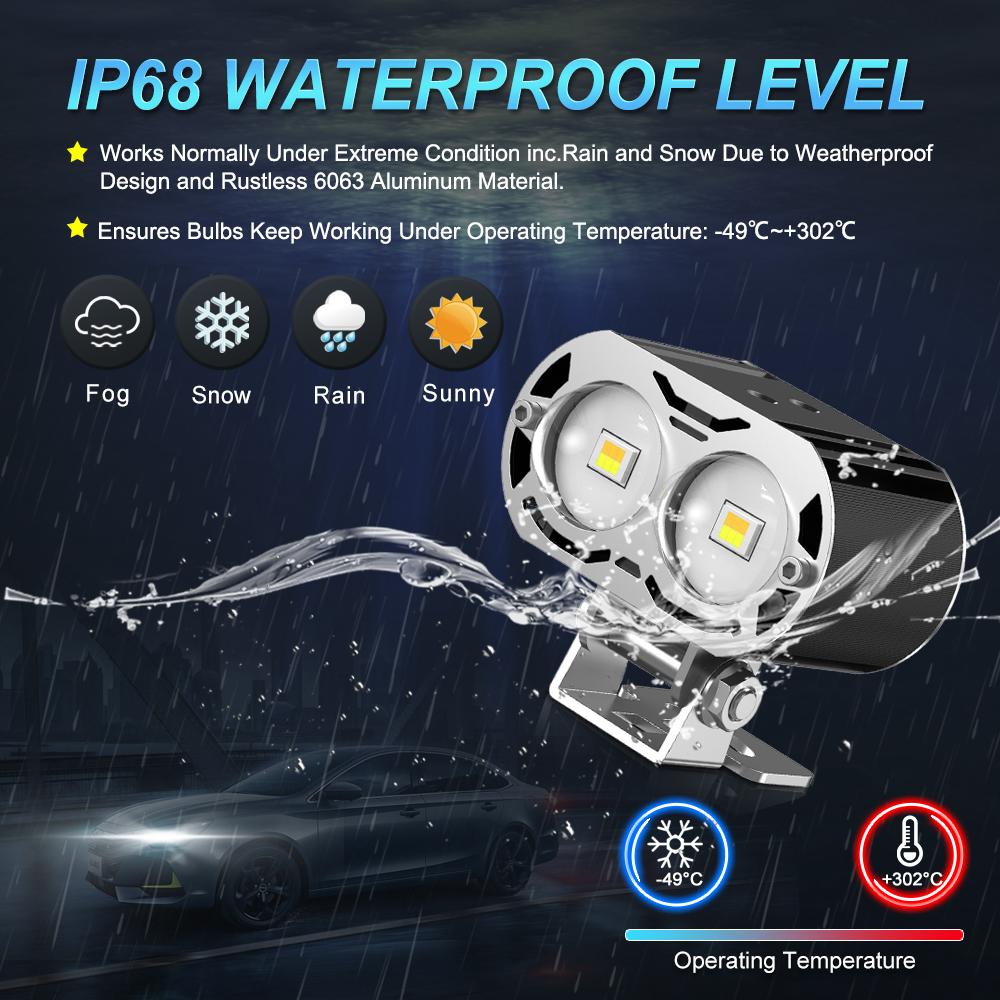 MAXGTRS 1x DRL Motorcycle Led Strobe Spotlight Electric Vehicle Auxiliary Road Low/High Light HeadLight Driving Lens DC12-85V