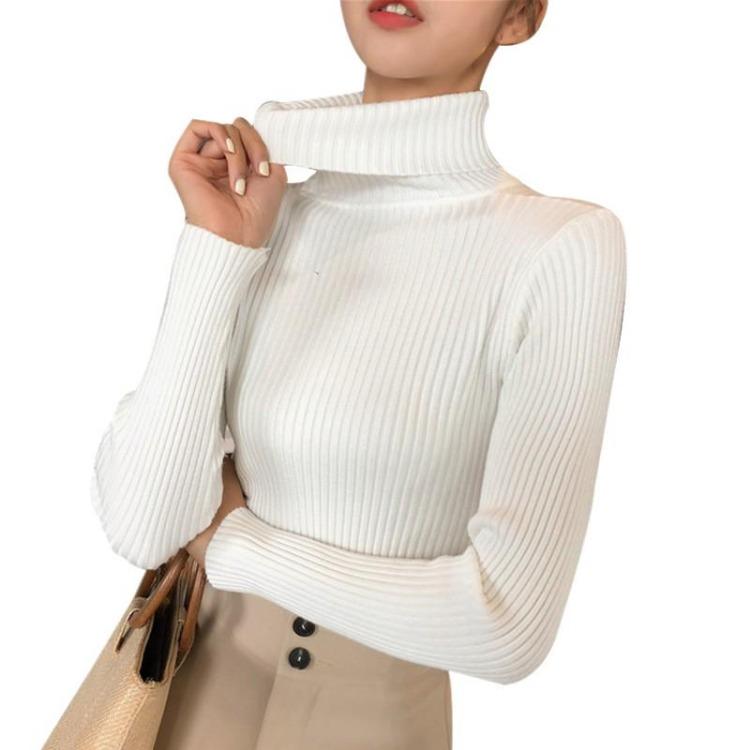 Soft Knitted Turtleneck Sweater Women Long Sleeve Pullover Tops