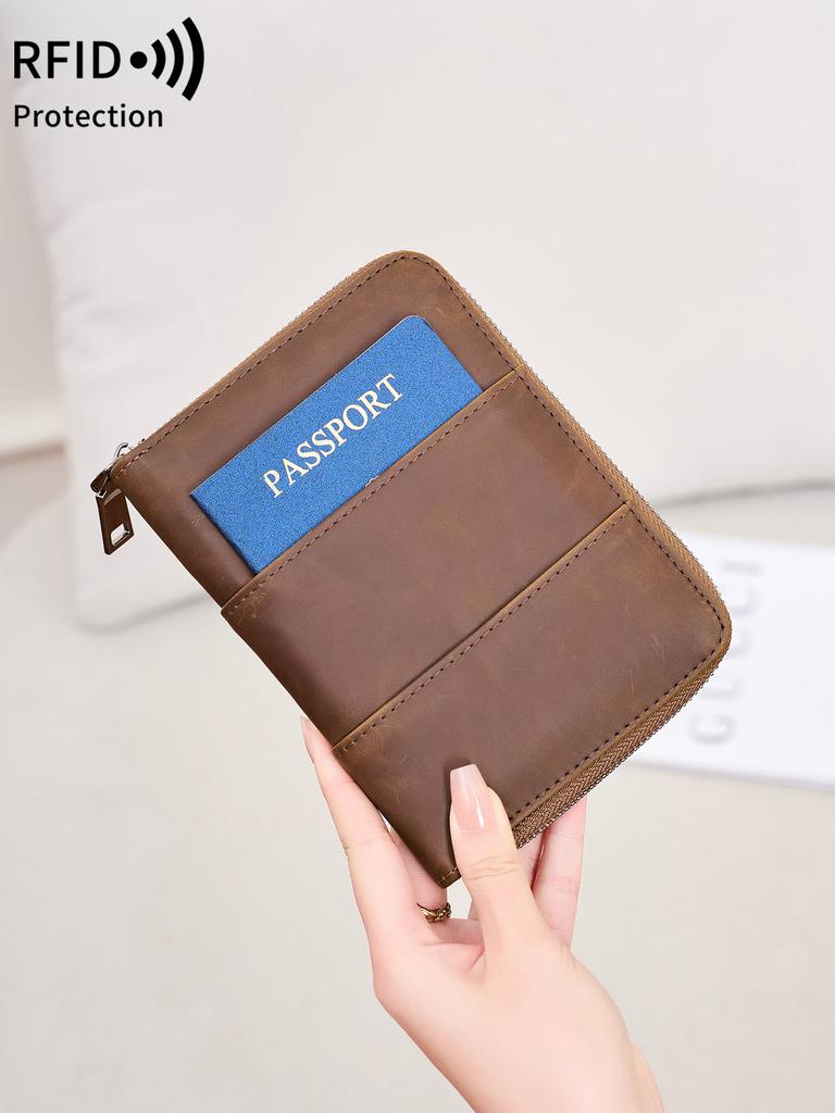 RFID Retro Men's and Women's Passport Bag Fashion Multifunctional Passport Cover Family Pack PUPassportHolder Travel Accessories