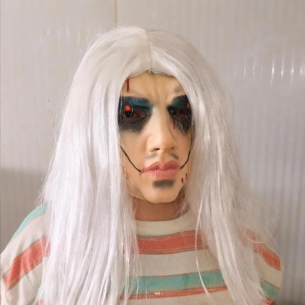 Maschera da Zombie Spaventosa con Capelli Maschere Mostruose Realistiche Accessori Costume Spaventosi di Halloween per Festa Casa Infestata Cosplay