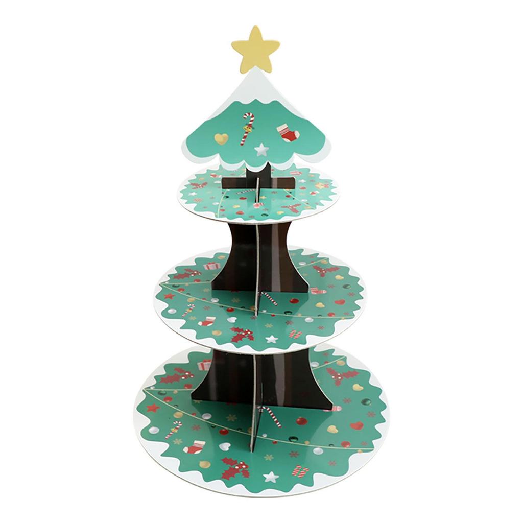 Üç Katlı Yılbaşı Tatlılık: Parti Dekorasyonu İçin Noel Baba & Ağaç Pasta Standı