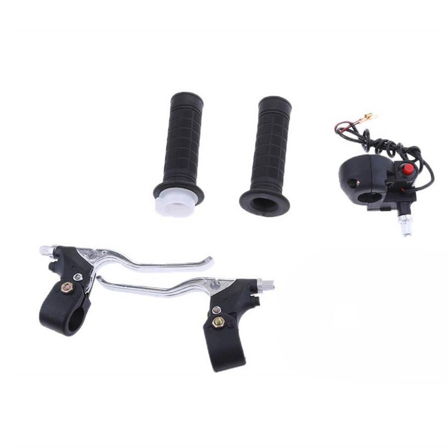 Set Motorcycle ATV 7/8" Handlebar Hand Grips Kill Stop Switch Twist Brake Levers