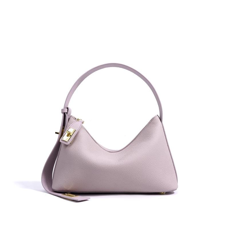 Spring high-end niche design cowhide handbag high-end underarm shoulder leather pillow women s bag лаванды фиолетового