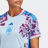 adidas Spain Away Color Block Striped Breathable Short Sleeve Football Shirt Women Tops Glowing-Blue HT4315
