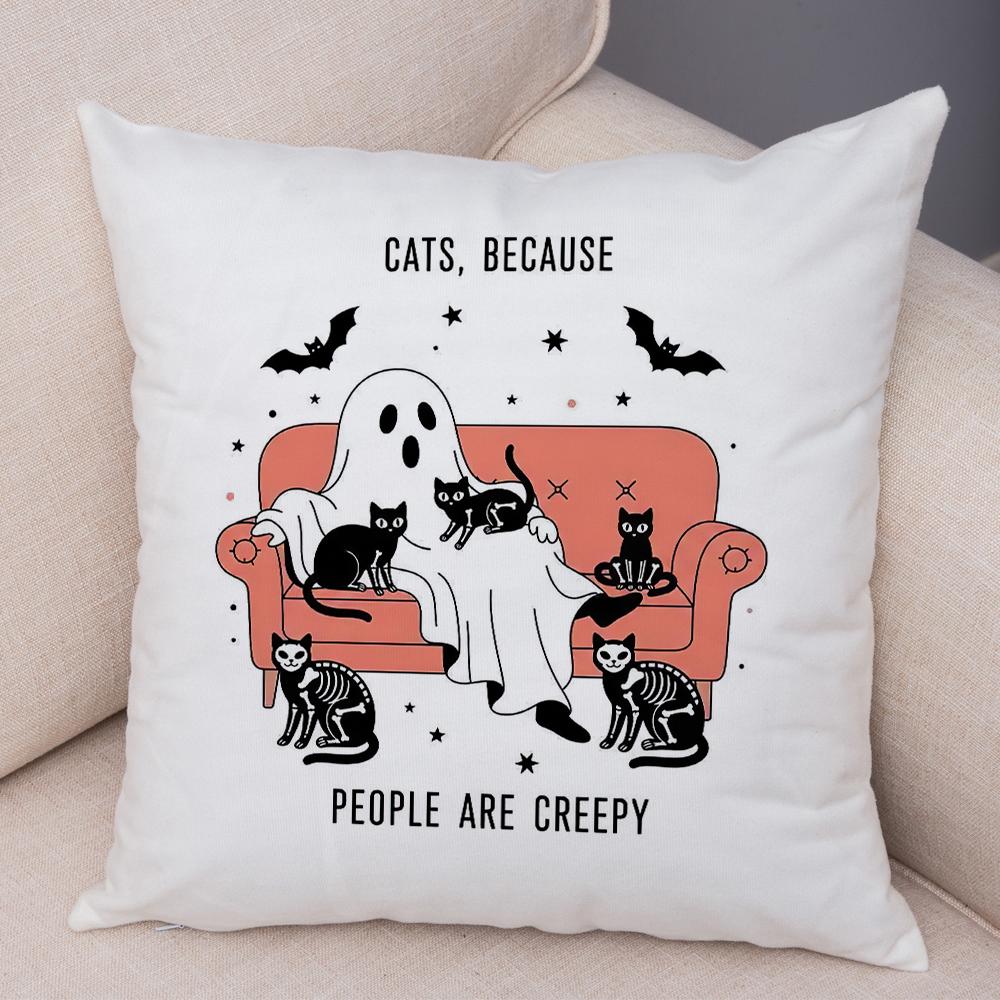 Witch Vibes Pillowcase Double Print Spooky Cats Cushion Cover Soft Plush Magic Potions Pillowe Case for Sofa Home Car
