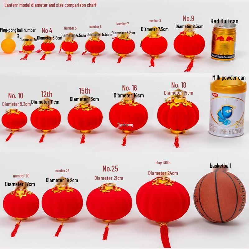 Flocked Lantern Ornaments for New Year & Spring Festival 2025 - Wedding, Festive, Outdoor Courtyard Decorations