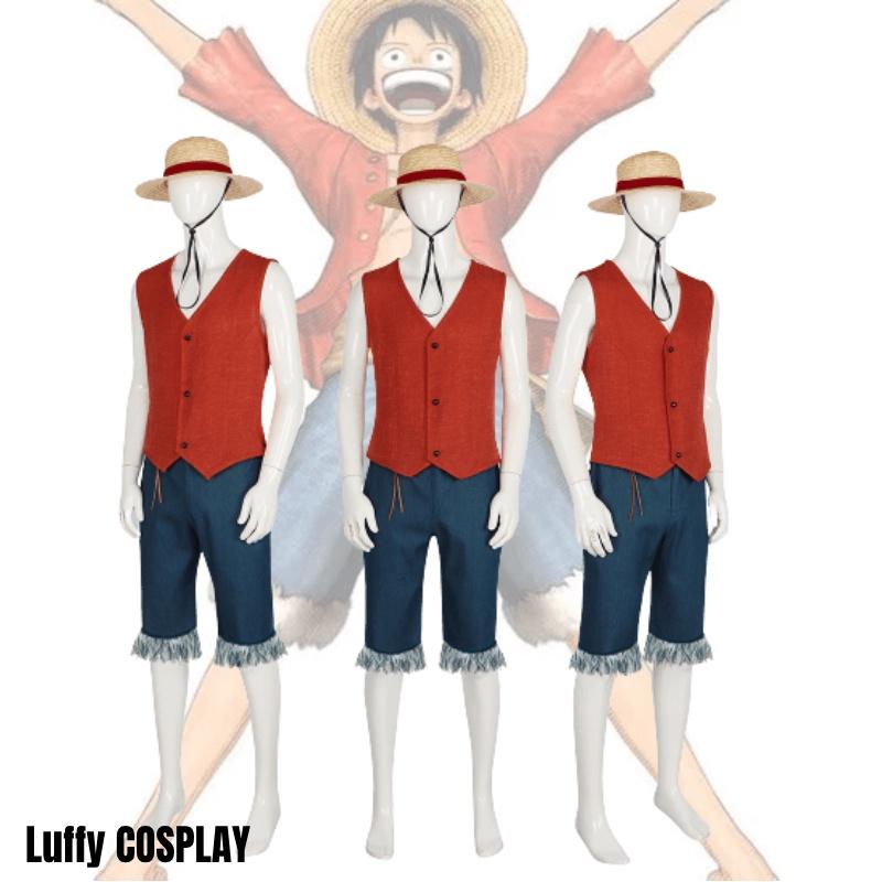 Authentic One Piece Luffy Costume Pirate King Cosplay Outfit For Halloween