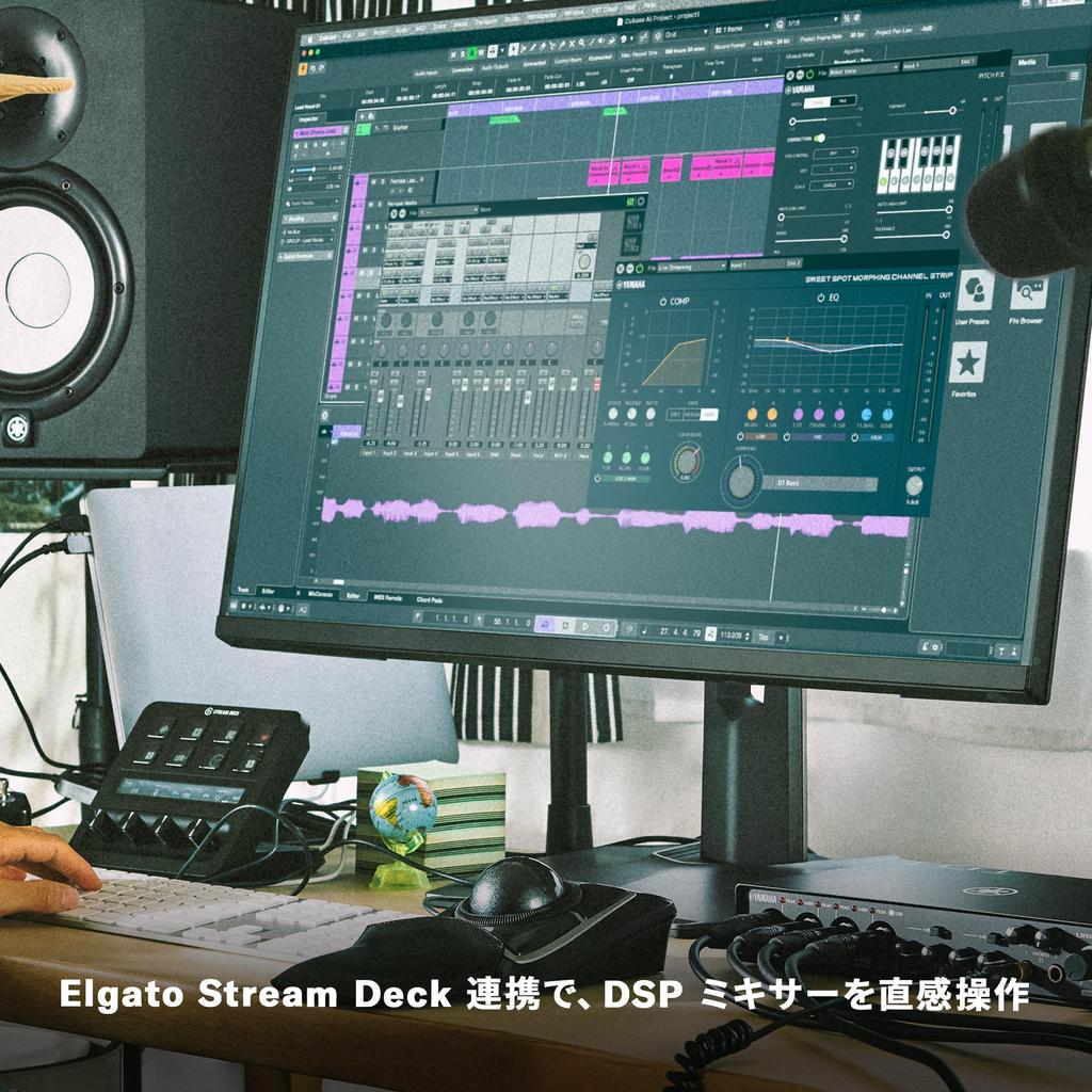 Yamaha URX22C USB Audio Loopback for Music and Streaming 3.1 Interface, 32-bit/192kHz, 2-in/2-out, Function, Production, Recording,