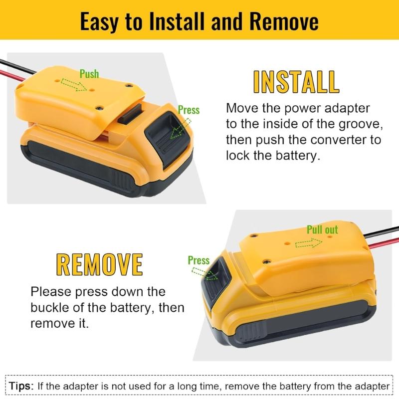 Power Wheel Adapter for 18V/20V Battery with Fuses Switches Battery Adapter with Fuses 12AWG Wire DIY Use for Car Toy