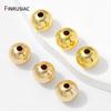 10-100Pcs/Lot 14/18K Gold Plated Brass Bead Metal Ball Round Loose Spacer Beads,DIY Bracelet Necklace Making Accessories