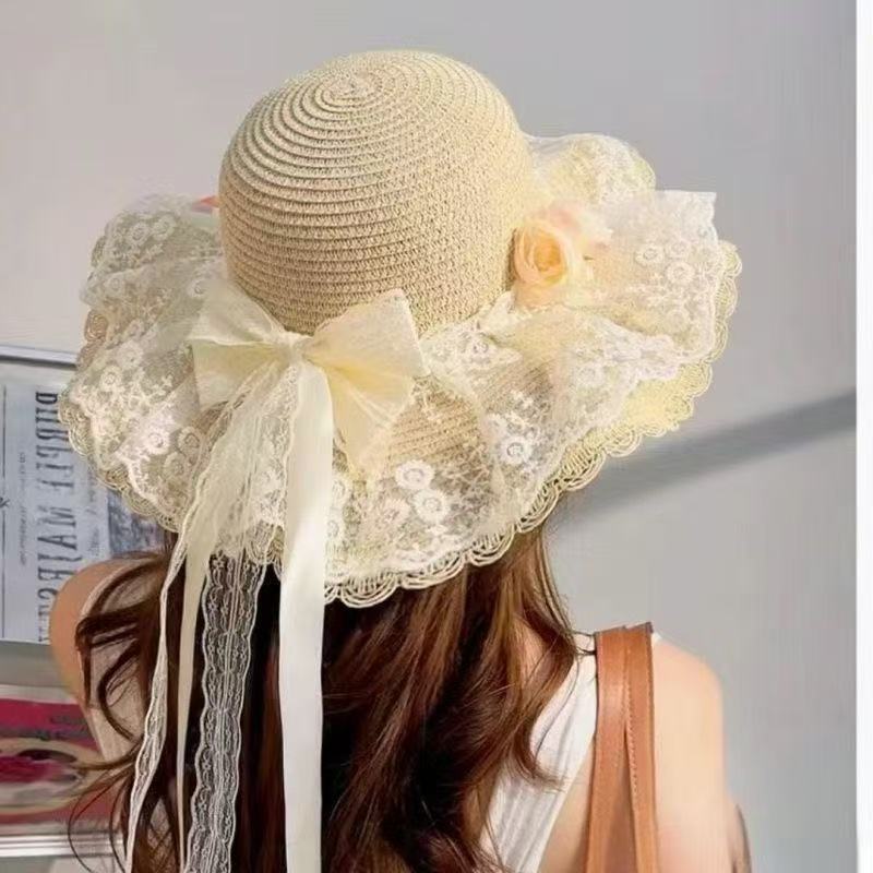 Floral Beach Hat With Wide Brim For Summer Sun Protection