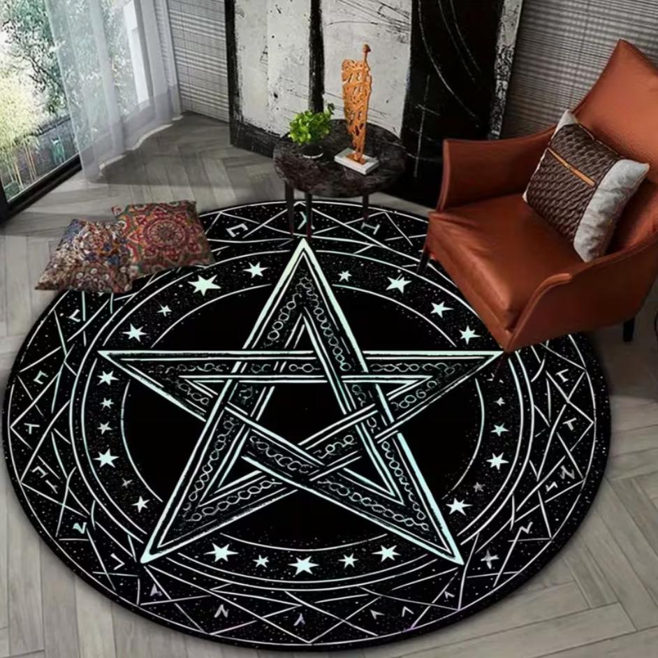 Tappeto Pentagramma Alchemico Runico Vintage Antiscivolo Morbido Facile da Pulire per Studio Casa Vacanze Villa Tappetino Pratico Tappeto per Casa