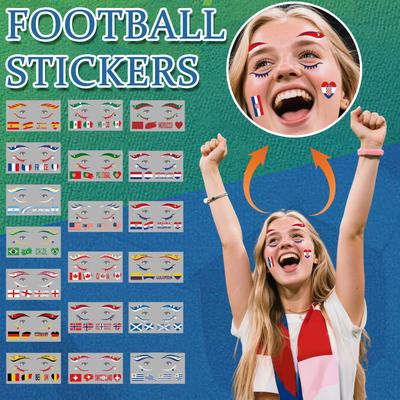 Temporary Face Tattoos Set for Sports Events Soccer Matches National Flag Designs Water Transfer Stickers for Skin Use