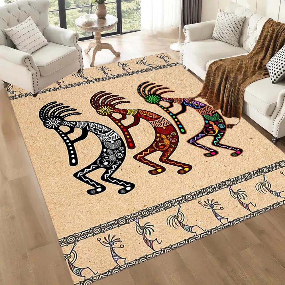 Colorful Kokopelli Dance Floor Mats for Living Room, Bedroom and Room Decoration Are Suitable for Gifts.