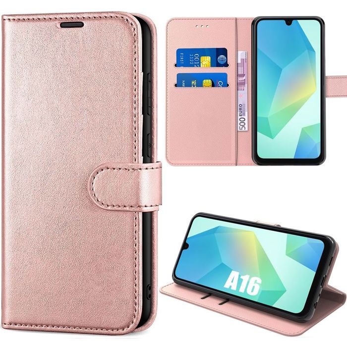 Coque de protection - BOOLING - pour Samsung Galaxy A16 4G/5G - Antichoc - Anti-Rayures - Cuir Synthétique - Rose