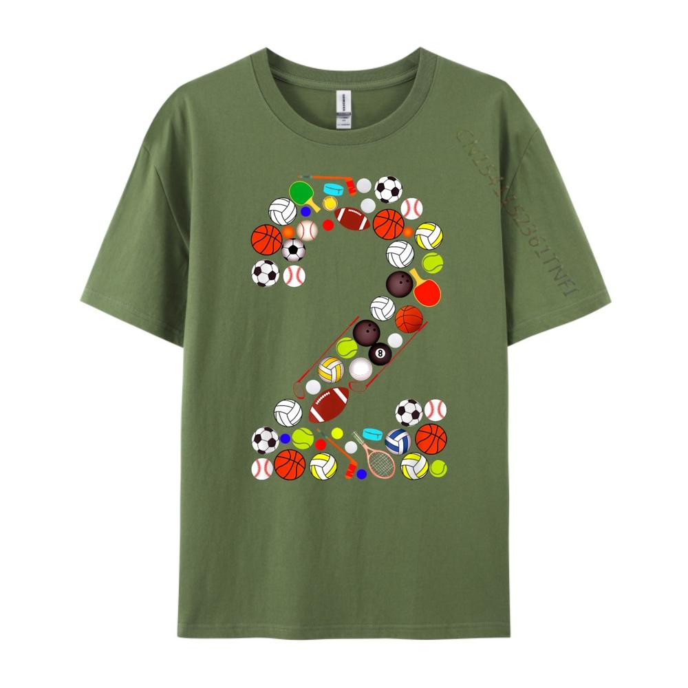 Kids 2nd Birthday Sports Big Number Two 2 Year Old Boy Mens Graphic Tshirts Mans Funny T Shirts Classic