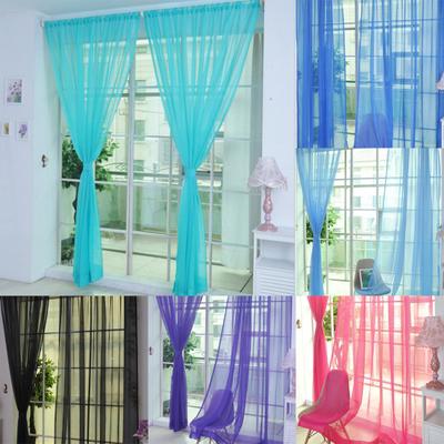 Light Transmission Sheer Curtain Bright Color Polyester Comfortable Touch Door Drape for Living Room