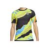 Logo Print Crew Neck Short Sleeve T-Shirt Men Tops Yellow Black DB7625-015