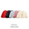 Kaslead New Arrival Women's Fashion Style Fashion Satin Puff Sleeves Bows Short Top