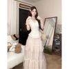 Elegant French Sweet Style Waist-Cinching Slim Fit Half-Skirt Top