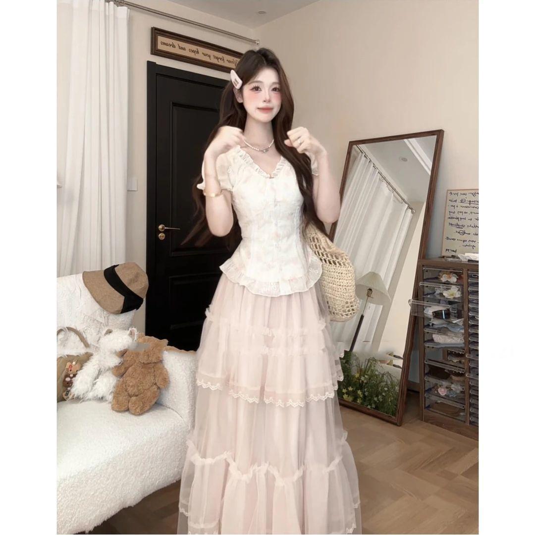 Elegant French Waist-Cinching Slim-Fit Half-Skirt Top Small