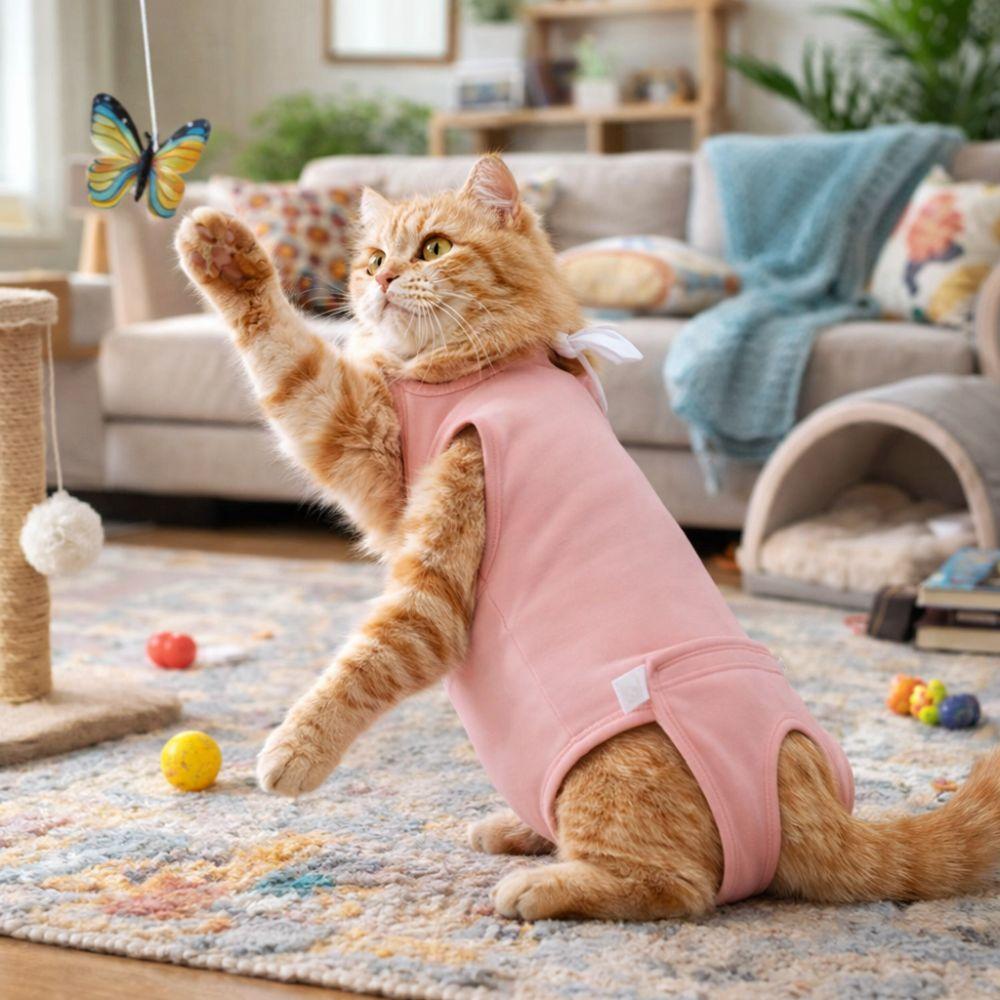 Elastic Cat Recovery Suit Adjustable Soft Breathable Pet Sterilization Suit Washable Protective Pet Jumpsuit Cat Weaning