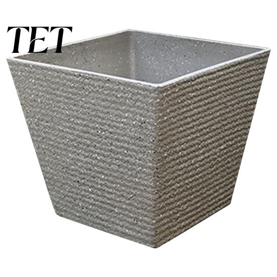 Heavy Duty Garden Pot Square Plastic Flower Pot, Stone-Look Planter with Drainage Hole, Modern Plant Minimalist Style Container for Indoor Outdoor