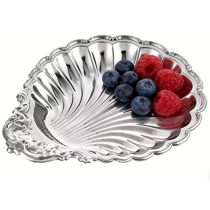 Stainless Steel Shell Shape Salad Bowl Multipurpose Serving Dish Decorative Nut Storage Tray for Dining Table Decoration