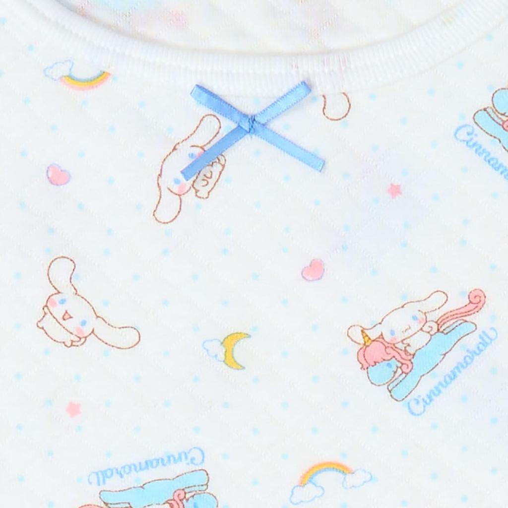 Sanrio Quilted Short Sleeve Undershirt Set with Name Label Product Number 212989 Kids' (2 Pieces), Cinnamoroll, 140cm, Inside,
