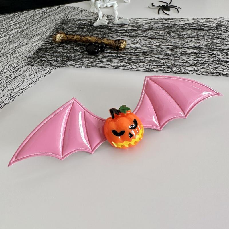 Dunkle Serie Halloween Kopfschmuck Mehrfarbiger Kürbis Teufel Fledermausflügel Seitenkopfschmuck Haarspange Lustiges Teuflisches Accessoire für Partys