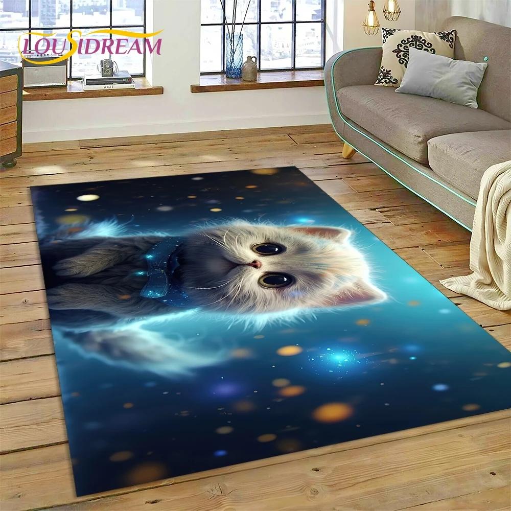 3D Persian Cat,Cute Calico Cat,Ragdoll Cartoon Rug Carpet for Living Room Bedroom Home Decor,Non-slip for Sofa  Doormat Gift Kid
