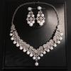 Diamond-encrusted Pearl Flower Earrings, Necklace Set, Retro Exquisite Fashion Collarbone Chain, Light Luxury High-end Necklace.