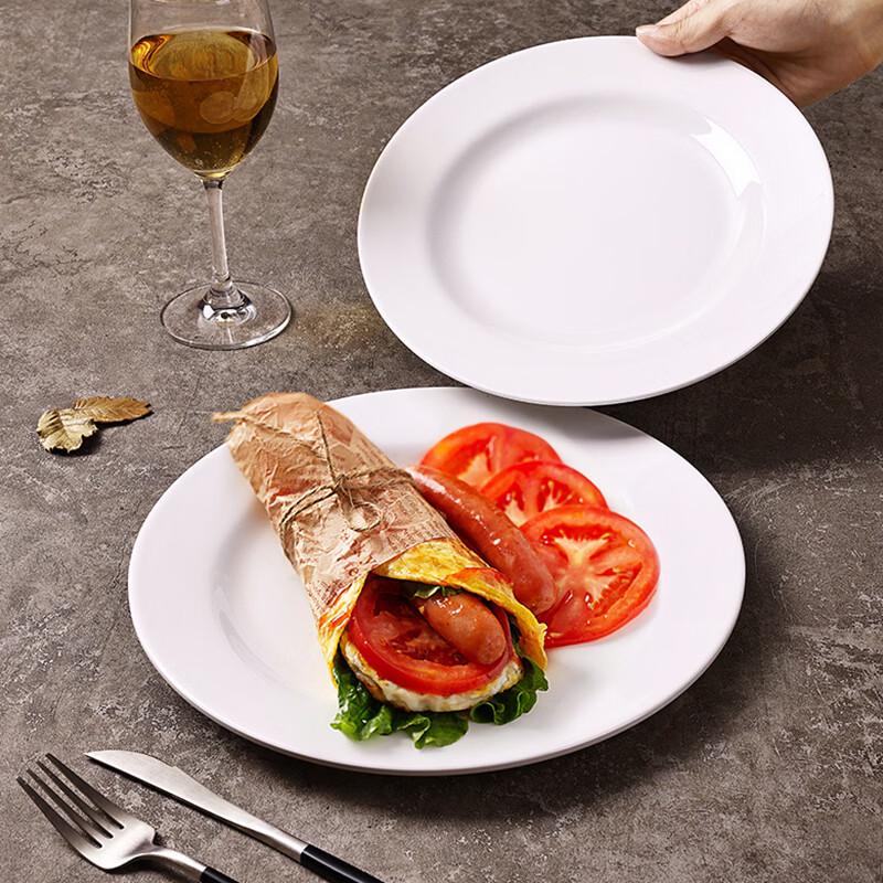 SHALL White Melamine Round Flat Plate, 11-inch (Pack of 10)