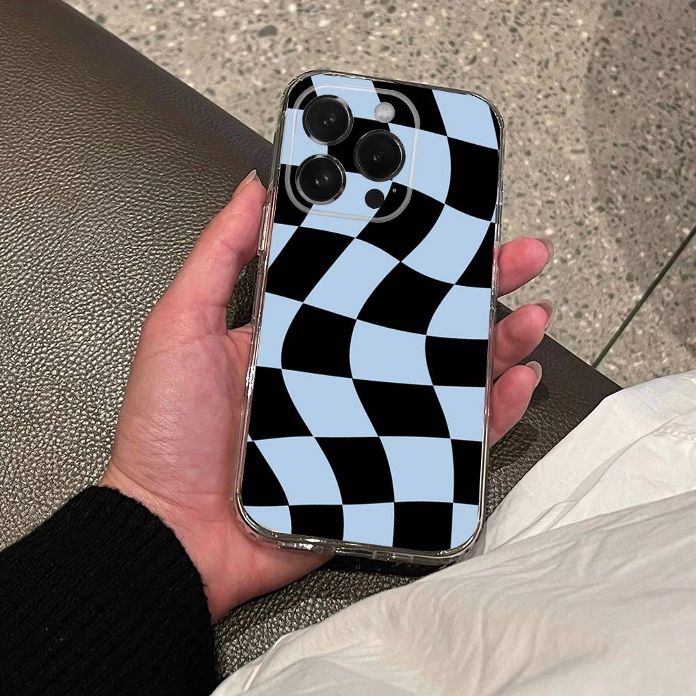 checkerboard checked chess board Phone Case For iPhone 17,16,15,14,13,12,11 Pro,Max,Plus,X,XS,XR,SE4 Mini Transparent Soft Cover