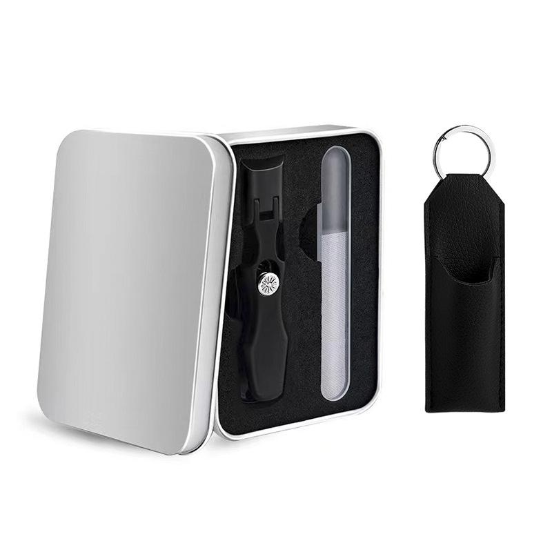 Anti-Splash Stainless Steel Nail Clippers, Large Opening for Thick Nails, Portable Gray Single Set.