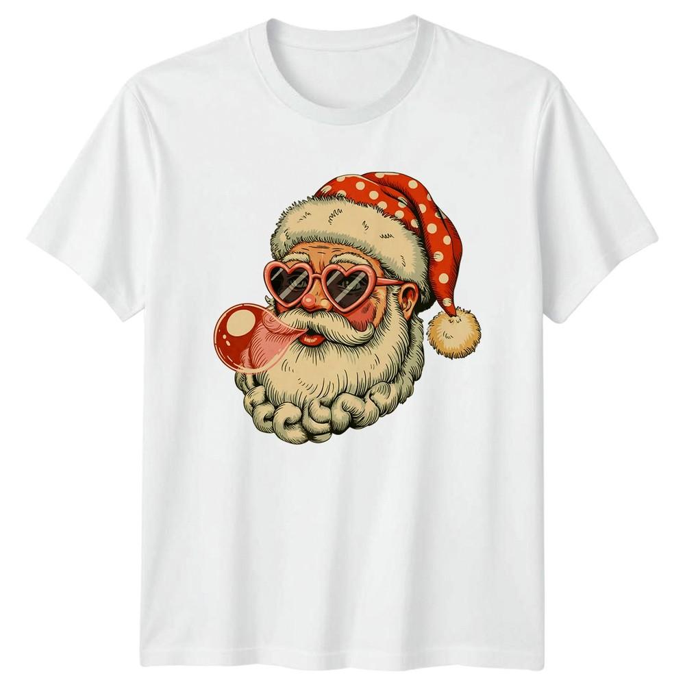 Santa Claus Bubblegum Heart Sunglasses Christmas Holidays Unisex Unisexs Graphic Tee S