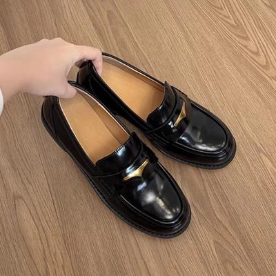 Zapatos planos de plataforma estilo universitario de un solo pedal perezosos para mujer 2026 primavera británicos jk zapatos pequeños de cuero versátiles zapatos de un solo uso