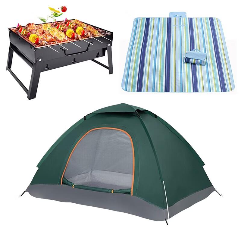 Chuanfeng Camping Tent, BBQ Grill & Picnic Mat Set