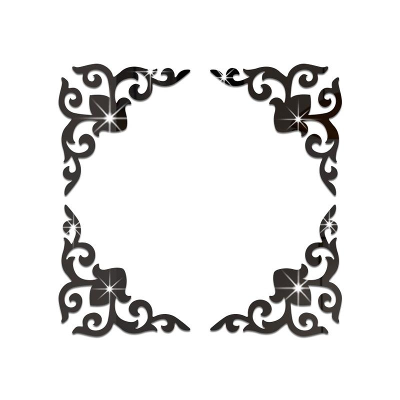 4pcs Corner Mirror Sticker Acrylic 3D Wall Stickers Self-adhesive Cabinet Edge Building Border Living Room Bedroom Home Decor