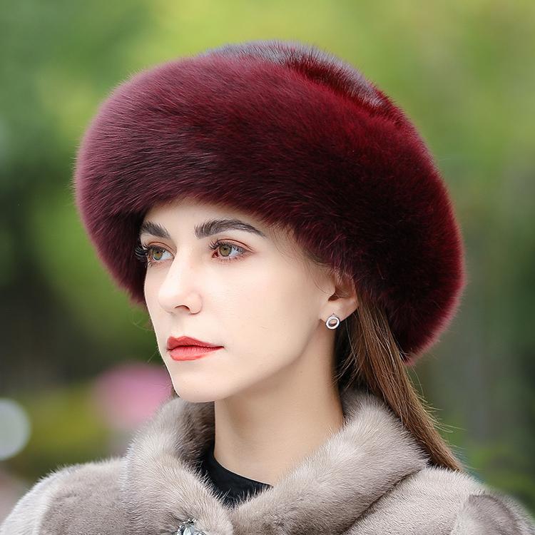 Chapeau de fourrure femme hiver version coréenne de fourrure de vison chaude mode vison Joker hiver fourrure de renard chapeau de pêcheur de neige.