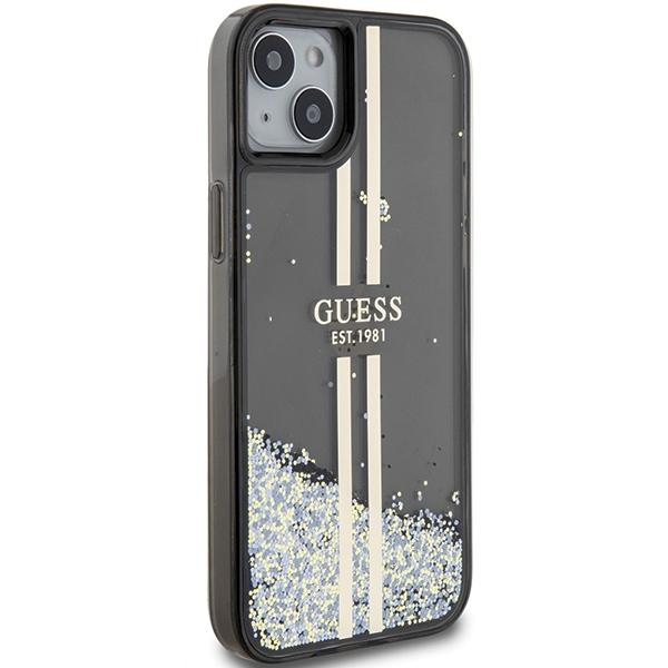 Guess Guhcp15Mlfcsegk Iphone 15 Plus / 14 Plus 6.7 Czarny/Black Hardcase Liquid Glitter Gold Stripes