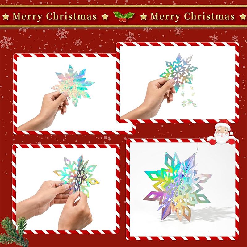 Christmas Snowflake Decor 6Pcs 3D Paper Snowflake Hanging Ornaments for Christmas Tree Winter Wonderland New Year Home Decor