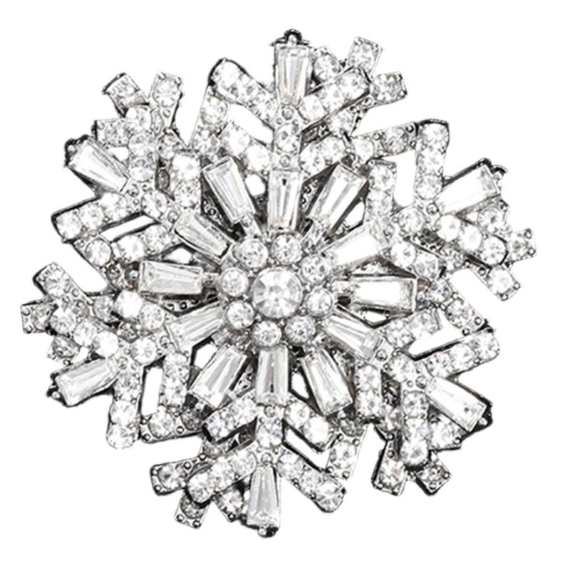 Elegant 3D Rotating Snowflake Brooch For Formal Event And Holiday Parties Crafted From Sturdy Alloy Material
