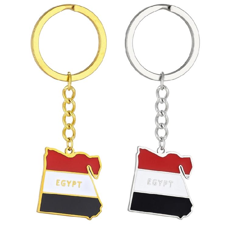 Keychain for Women Men Egypt Map Flag Shape Keyring Ethnic Style Flag Keyring
