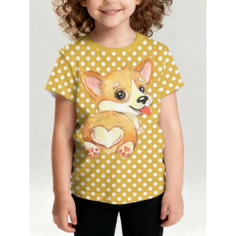 Summer Children's 3D Printed Crew Neck T-Shirt Fashion Versatile Breathable Trend Casual